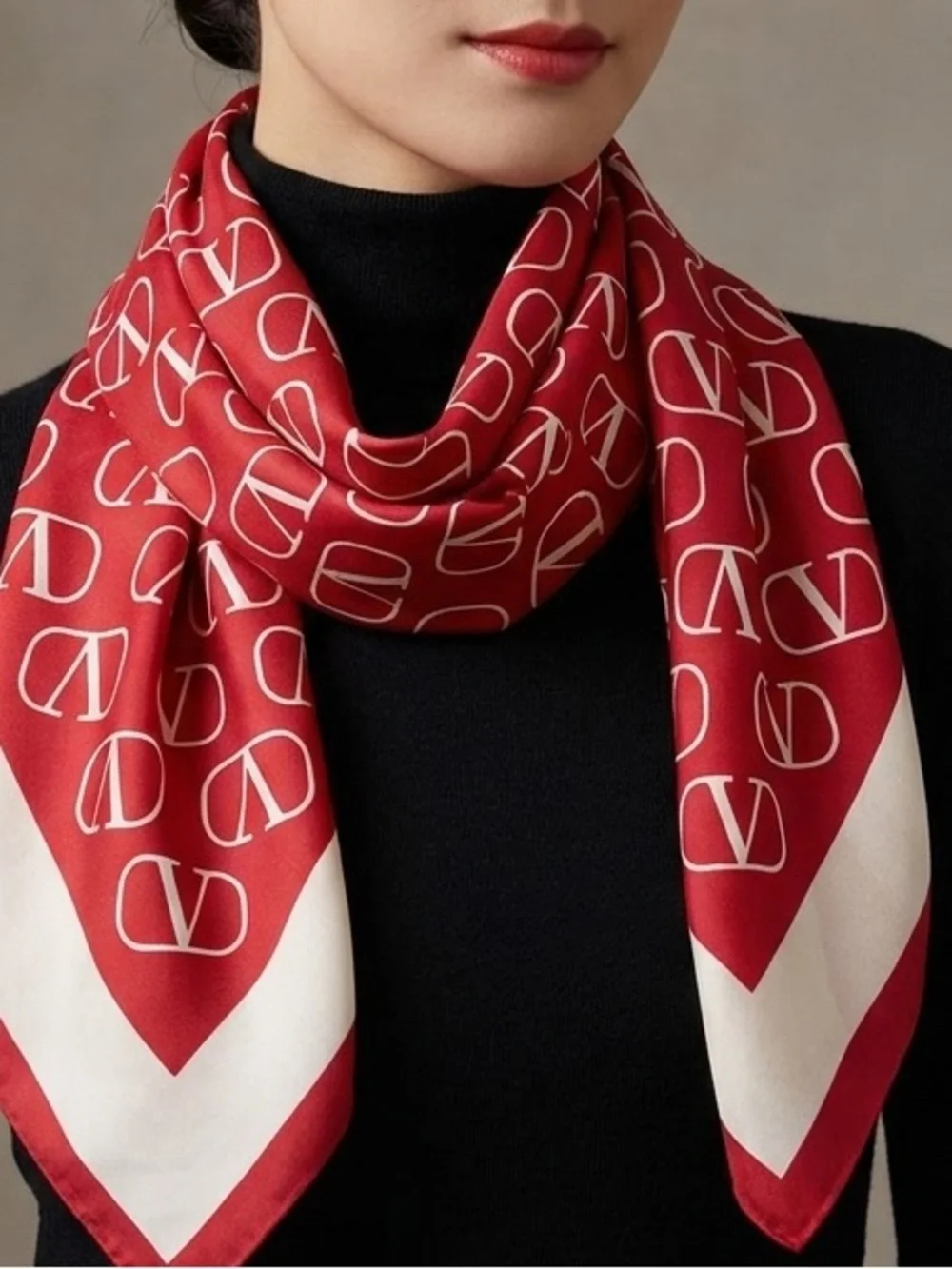Valentino | Accessories | Valentino Logo Pattern Silk Scarf | Poshmark